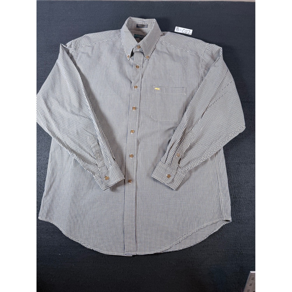 Alexander Julian Colours Mens Large Navy Gingham Cotton Button Down Shirt L